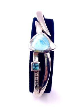 Marahlago Genuine Larimar & Sterling Silver Cuff Bracelet